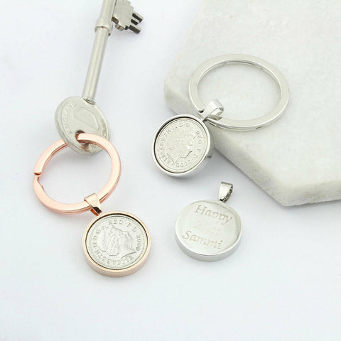 Personalised Any Date Five Pence Keyring