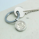 Any Date Personalised Sixpence Keyring