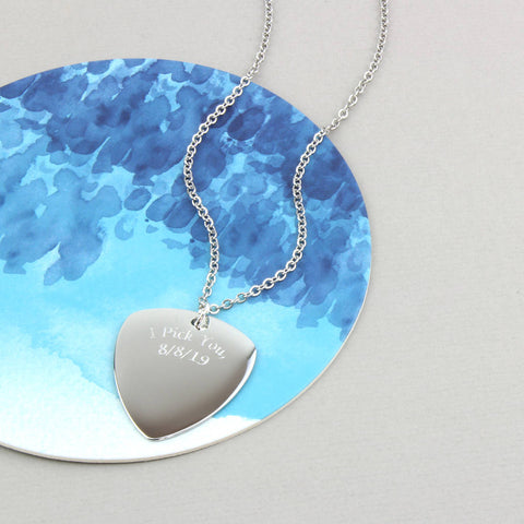 Personalised Stainless Steel Plectrum Necklace