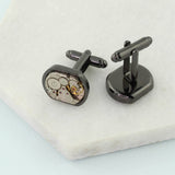Personalised Watch Movement Cufflink Set Oblong