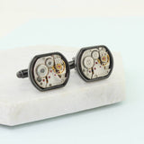 Personalised Watch Movement Cufflink Set Oblong