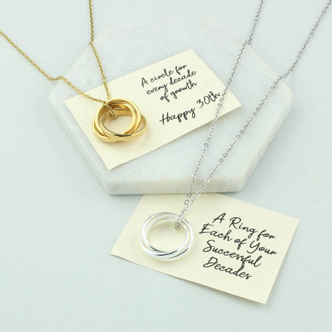 Silver Or Gold 30th Birthday Rings Necklace