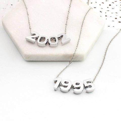 Silver or Gold Birth Date Necklace