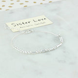 Sister Love Sterling Silver Morse Code Chain Bracelet