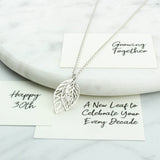 Sterling Silver 30th Birthday Leaf Necklace