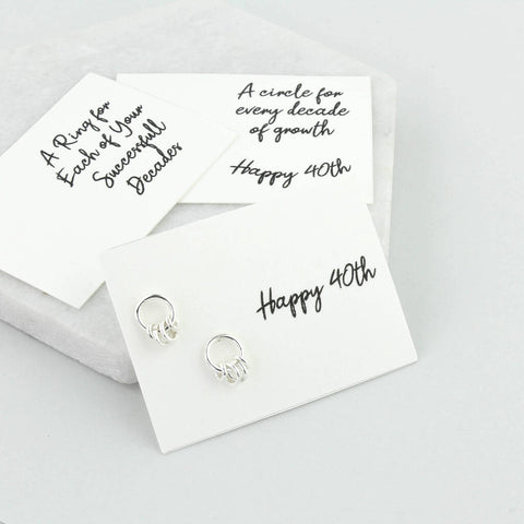Sterling Silver 40th Birthday Circle Earrings