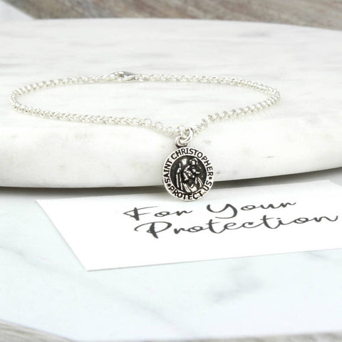 Sterling Silver St. Christopher Chain Bracelet