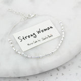 Strong Woman Sterling Silver Morse Code Chain Bracelet