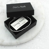 Strong Woman Sterling Silver Morse Code Chain Bracelet