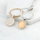 Rose Gold or Silver 1974 50th Birthday Half Pence Keyring