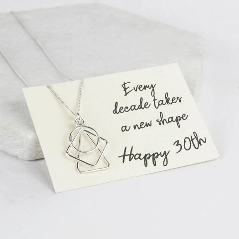 Sterling Silver 30th Birthday Geometric Necklace