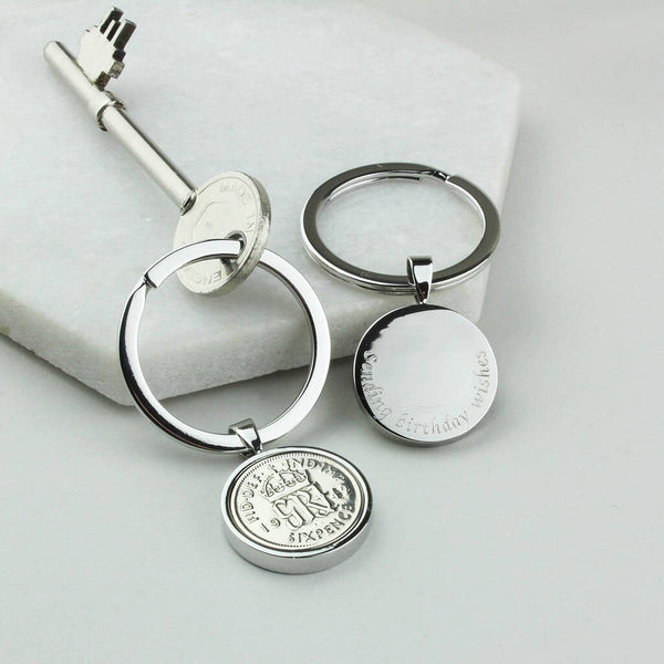 Personalised 1944 80th Birthday Sixpence Keyring – charlieboots