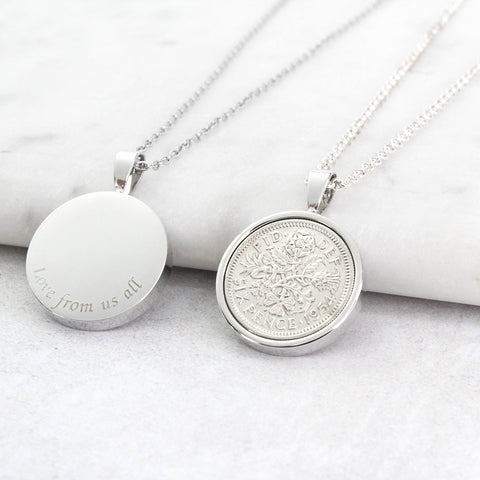 Personalised 1956 70th Birthday Sixpence Necklace