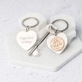 60th Birthday 1965 Half Penny Coin Heart Keyring