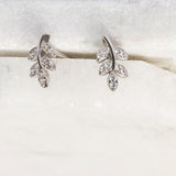Sterling Silver And Zirconia Leaf Earrings