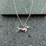 Silver Love Dachshund Dog Necklace