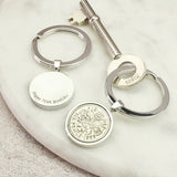 Personalised 70th Birthday Sixpence Coin Keyring