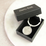 Personalised 70th Birthday Sixpence Coin Keyring