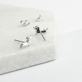 Solid Silver Dachshund Stud Earrings