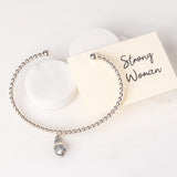 Silver Strong Woman Boxing Glove Bracelet