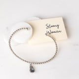 Silver Strong Woman Boxing Glove Bracelet