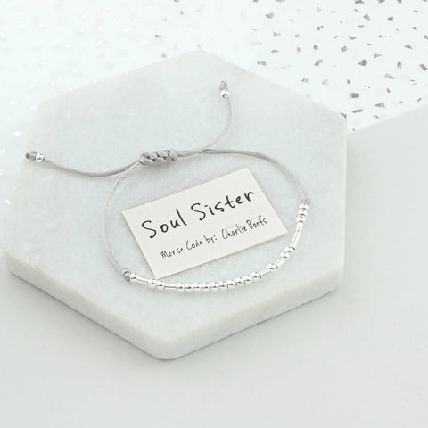 Sterling Silver 'Soul Sister' Morse Code Bracelet