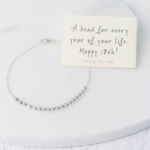 Sterling Silver Happy 18th Bead For Every Year Chain Bracelet