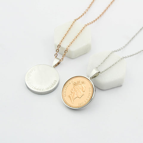 Personalised 30th 1993  Birthday One Pence Necklace