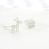 Silver Reindeer Snowflake Earrings