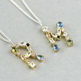 Sterling Silver Crystal Initial Letter Necklace