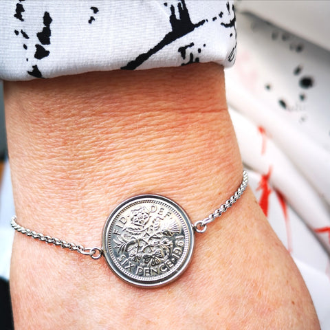 Any Date Personalised Sixpence Coin Bracelet