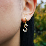 Gold And Crystal Initial Hoop Earrings