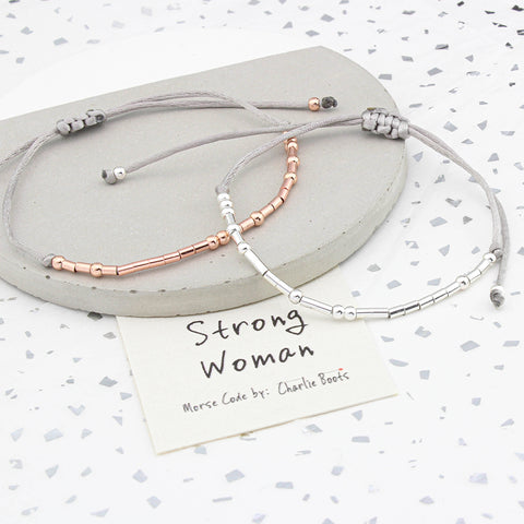 'Strong Woman' Morse Code Bracelet