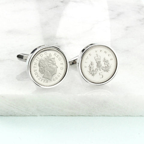 Personalised 21st Or 18th Birthday Five Pence Cufflinks