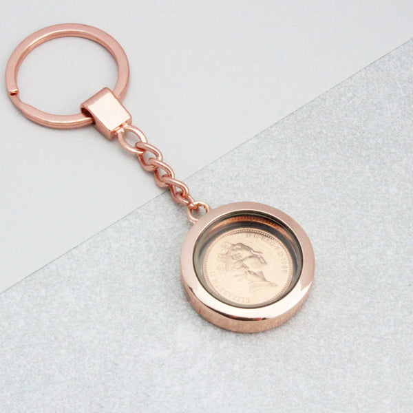 30th Birthday Rose Gold Penny Locket Keyring – charlieboots