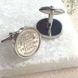 Personalised Sixpence 1928 To 1967 Cufflinks