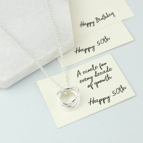 50th Birthday Sterling Silver Ring Necklace