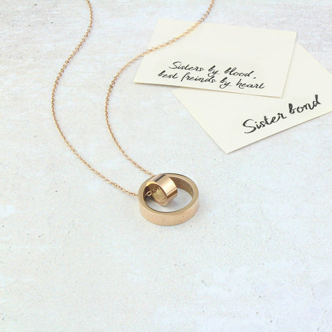 Rose Gold Sister Bond Circle Necklace