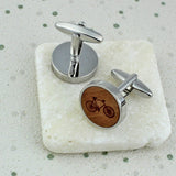 Carved Wooden Bicycle Cufflinks