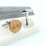 Carved Wooden Bicycle Cufflinks