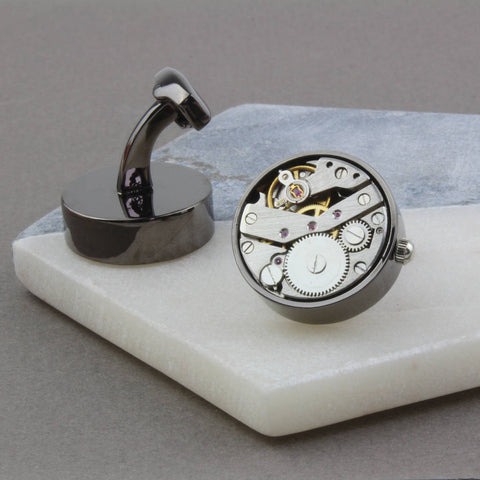 Personalised Encased Watch Mechanism Cufflinks - Main Image