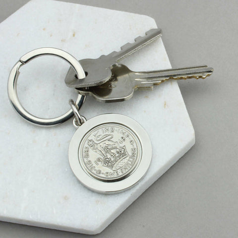 Personalised 1947 To 1966 One Shilling Keyring