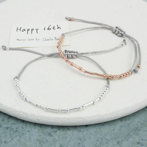 'Happy 16th Birthday' Morse Code Bracelet