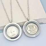 Dates 1928 To 1967 Sixpence Glass Locket Necklace
