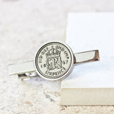 Personalised 1928 To 1967 Sixpence Tie Slide