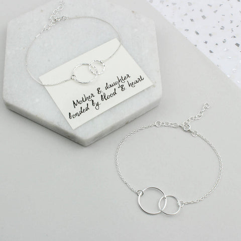 Silver Mother And Daughter Circle Bracelet