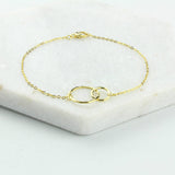 Mother And Daughter Gold Hammered Circle Bracelet