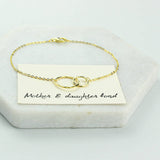 Mother And Daughter Gold Hammered Circle Bracelet