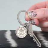Any Date Personalised Sixpence Keyring