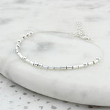 Strong Woman Sterling Silver Morse Code Chain Bracelet